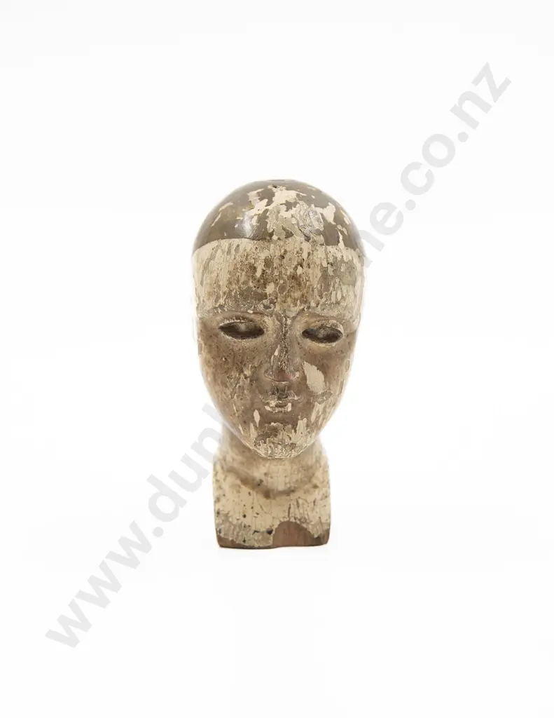 Late C18th Painted Wooden Bust Image 1++