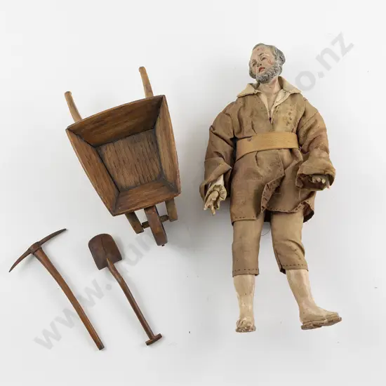 Late C18th/C19th Carved & Painted Wooden Diorama Figure