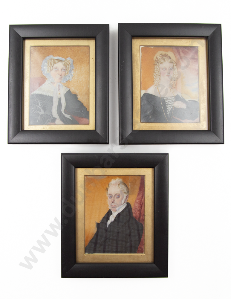 Set Of 3 C19th Portrait Miniatures Of The Cregoe Family By A Stephens Image 1++