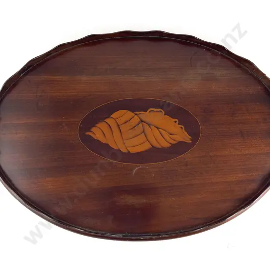 Edw Mahogany & Inlaid Oval Tea Tray