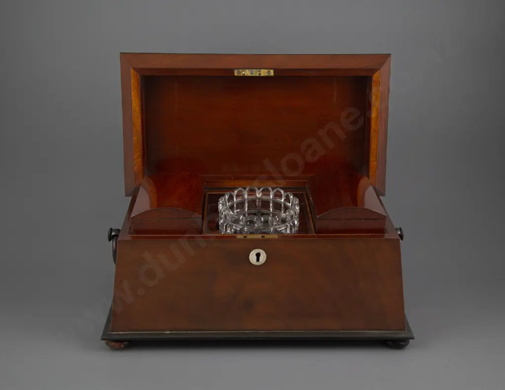 Regency Mahogany & Ebonised Sarcophagus Tea Caddy Image 1++