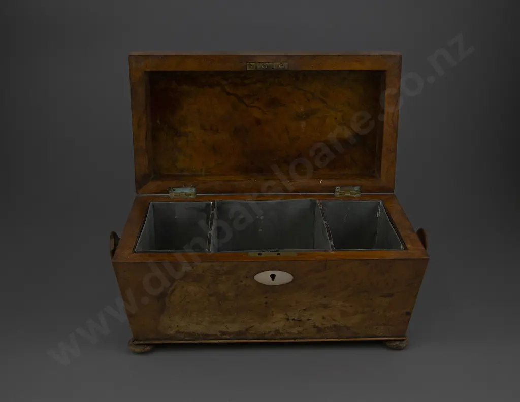 C19th Walnut Sarcophagus Tea Caddy Image 1++