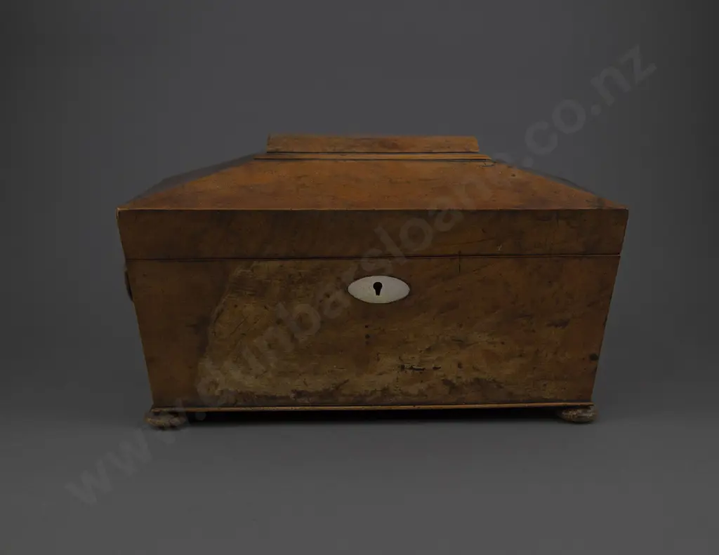 C19th Walnut Sarcophagus Tea Caddy Image 1++