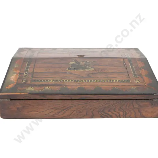 Good Regency Rosewood & Brass Inlaid Portable Writing Box