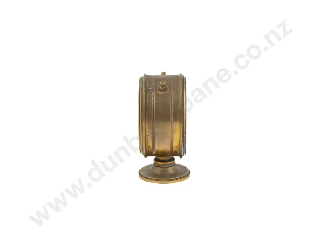 A Small Brass Cased Oval Aneroid Barometer Image 1++