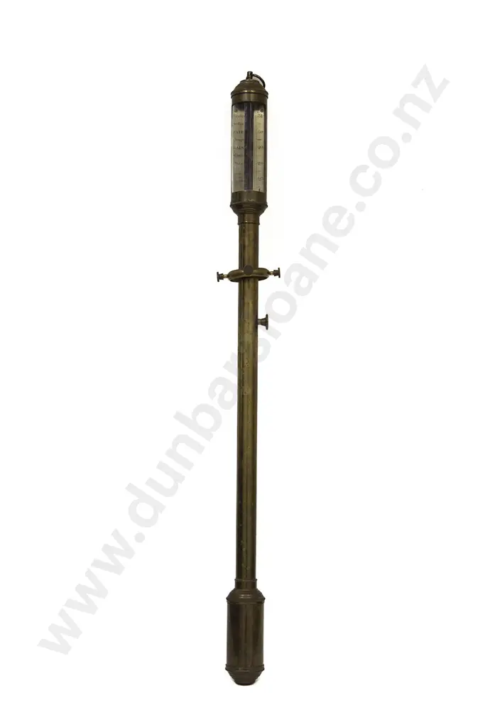 Brass Gimble Bracket Mounted Ships Stick Barometer Image 1++