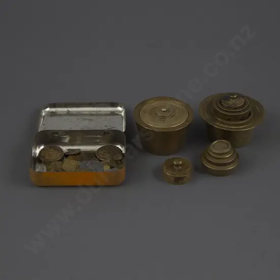 2 Sets Of Vict Graduated Brass Troy Cup Weights