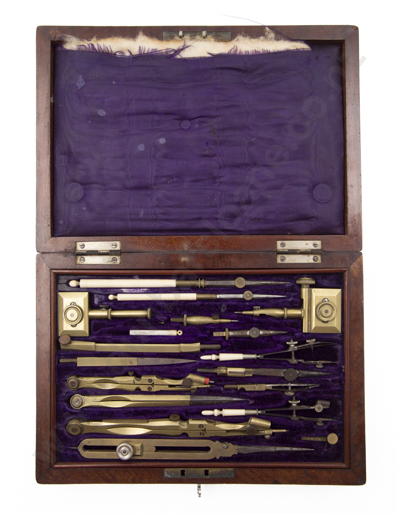 Vict Mahogany Cased Set Of Drawing Instruments Image 1++