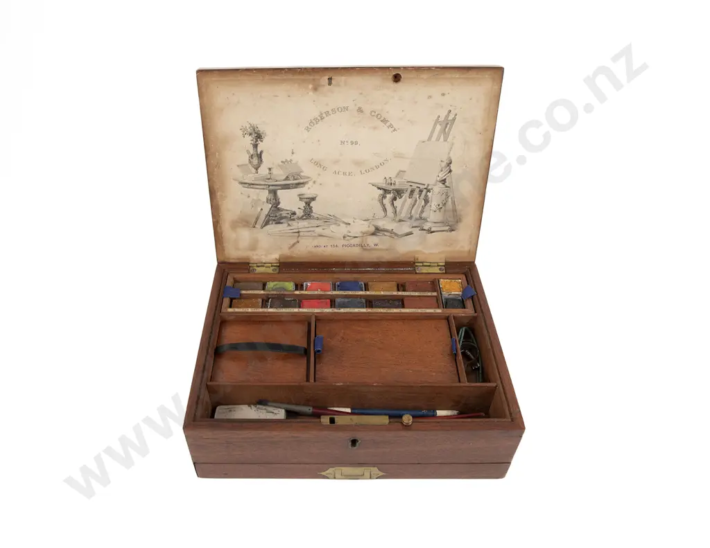 C19th Mahogany Artists Box By Roberson & Company London Image 1++