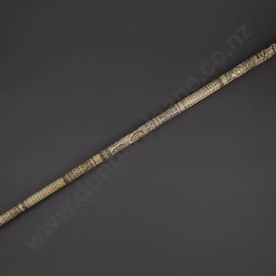 Indonesian Scrimshawed Bone Batak Calendar Walking Stick