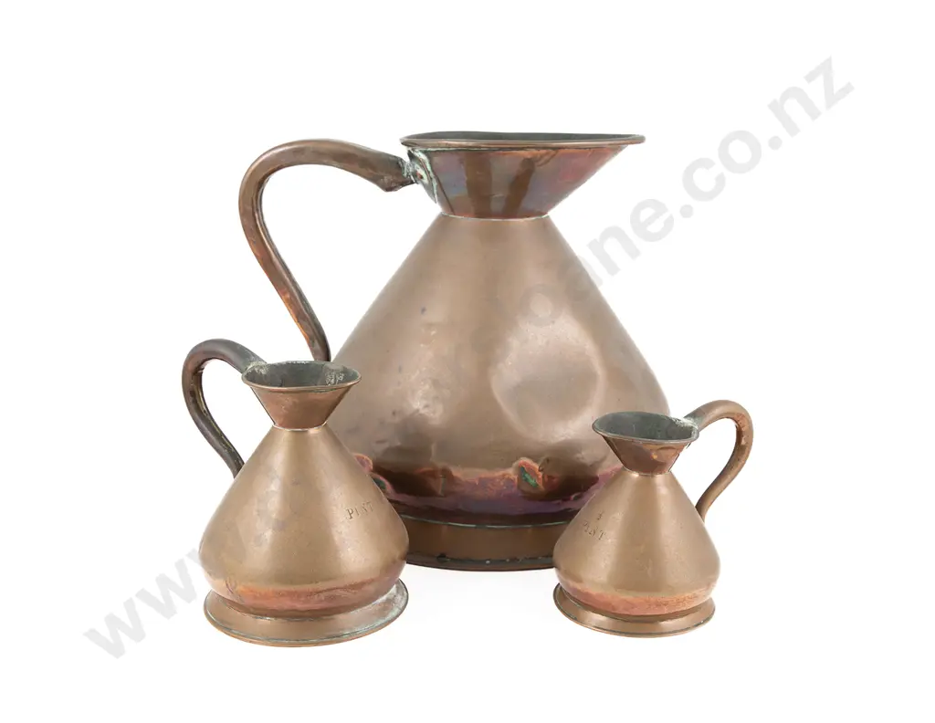Graduated Set Of 3 Vict Copper Measures Image 1++