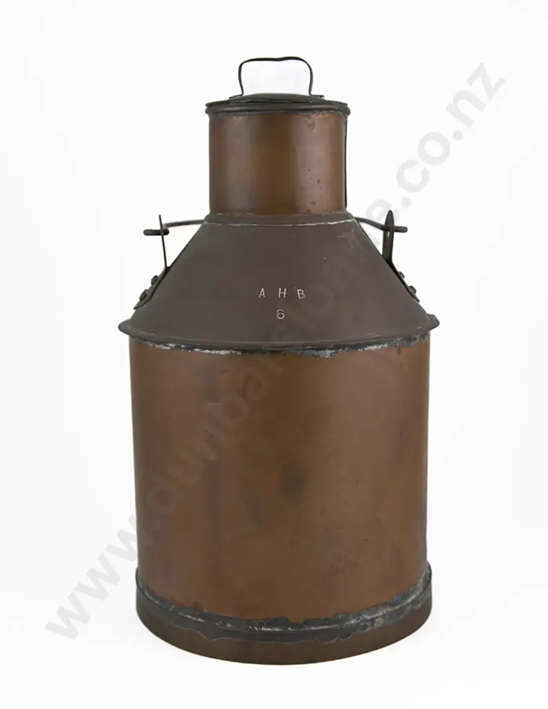Antique Lidded Copper Milk Can Image 1++