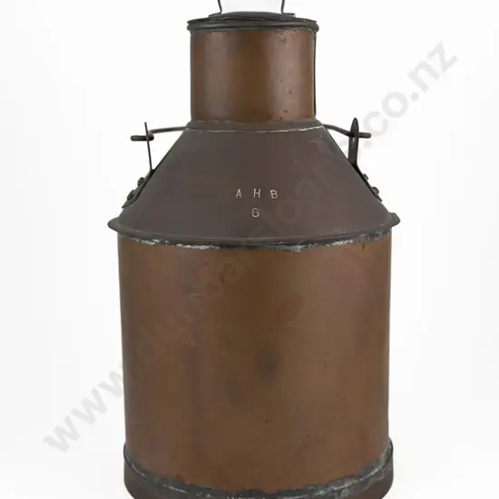Antique Lidded Copper Milk Can