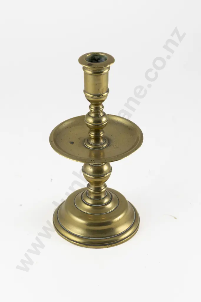 C18th English Brass Candlestick Image 1++