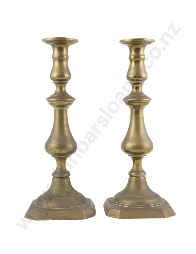Small Pair Of Regency Brass Candlesticks Image 1++