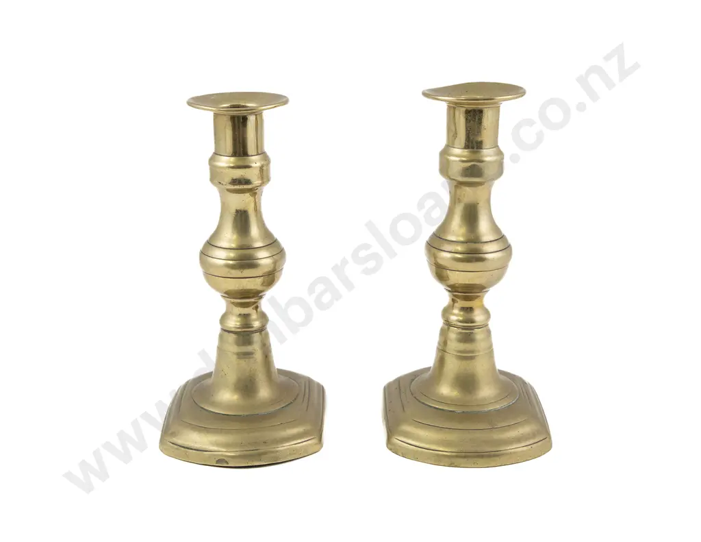 Small Pair Of Regency Brass Candlesticks Image 1++