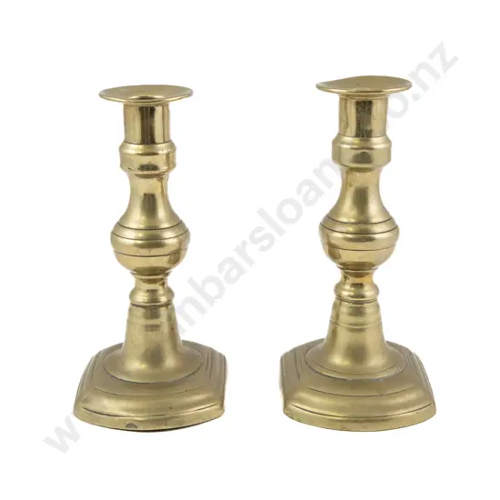 Small Pair Of Regency Brass Candlesticks