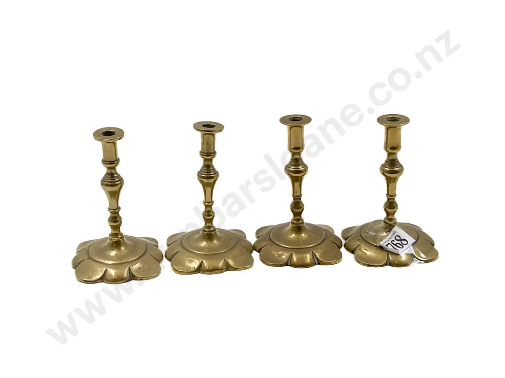 Set Of 4 Geo III Brass Tapersticks Image 1++
