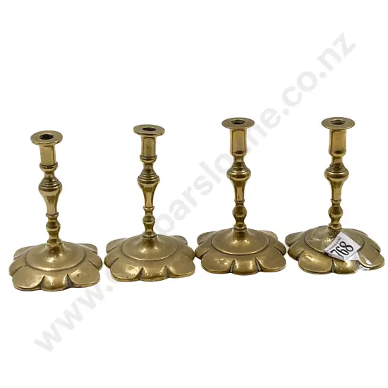 Set Of 4 Geo III Brass Tapersticks