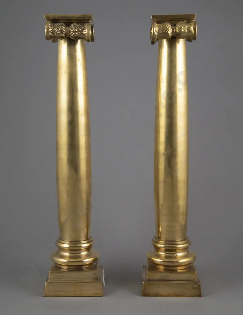 An Elegant Pair Of Gilt Bronze Ionic Column Candlesticks Image 1++