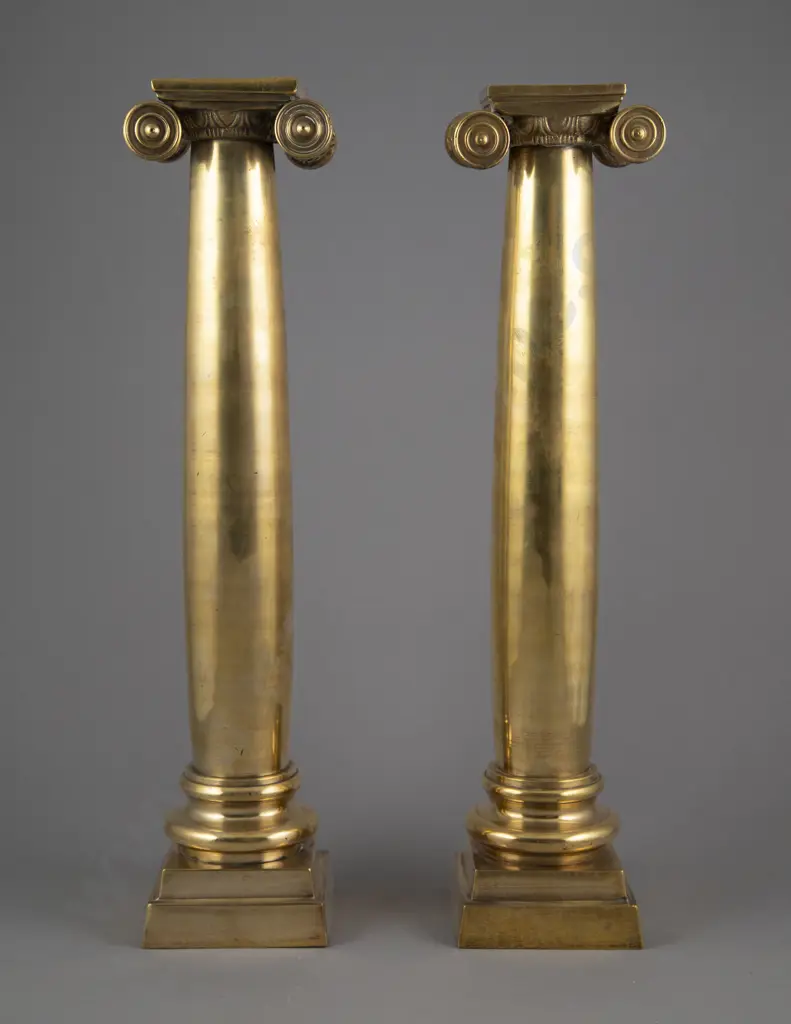 An Elegant Pair Of Gilt Bronze Ionic Column Candlesticks Image 1++