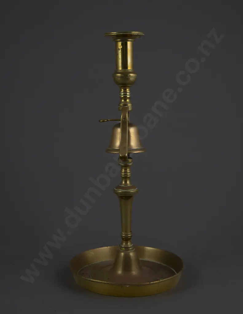 Vict Brass Tavern Candlestick With Service Bell Image 1++
