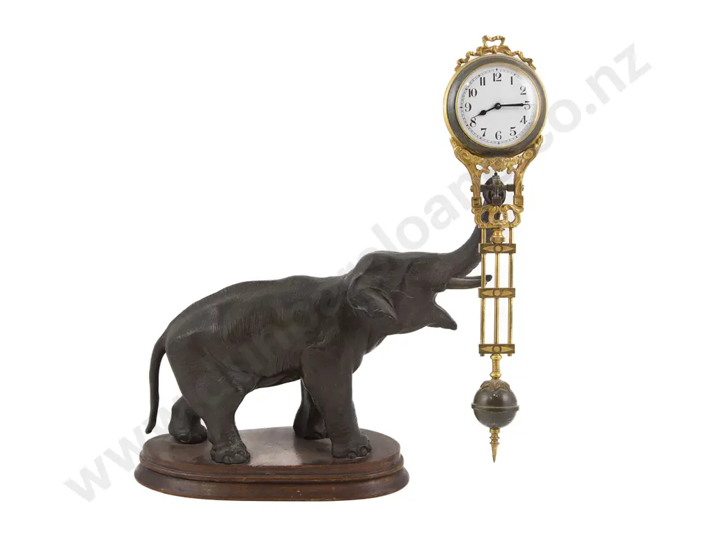Late C19th Bronzed Elephant Mystery Clock Image 1++