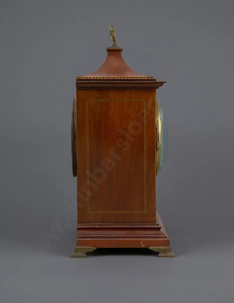 Edwardian Mahogany Sheraton Revival Pagoda Top Mantel Clock Image 1++