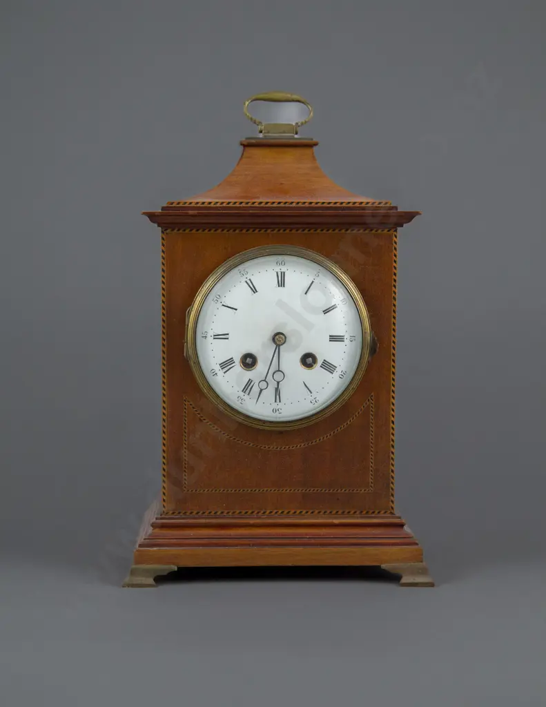 Edwardian Mahogany Sheraton Revival Pagoda Top Mantel Clock Image 1++