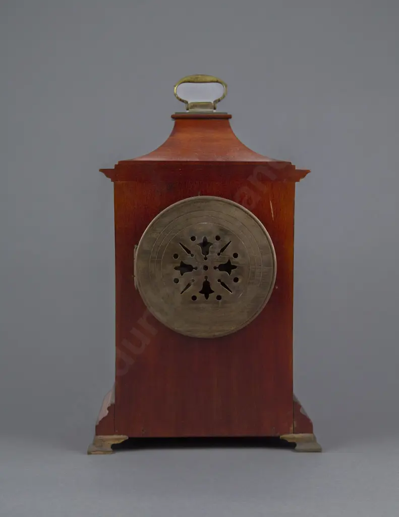 Edwardian Mahogany Sheraton Revival Pagoda Top Mantel Clock Image 1++