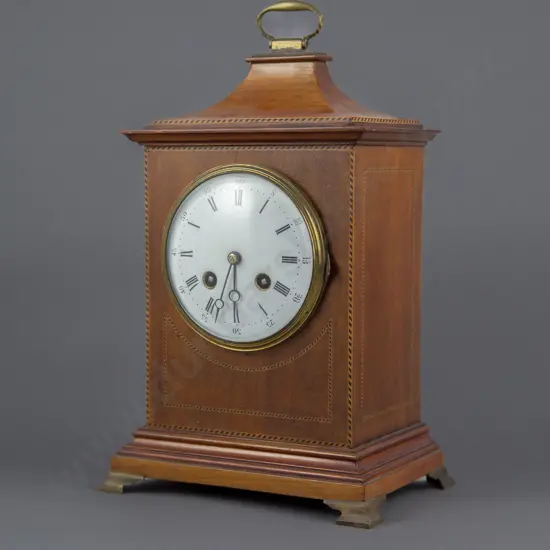 Edwardian Mahogany Sheraton Revival Pagoda Top Mantel Clock