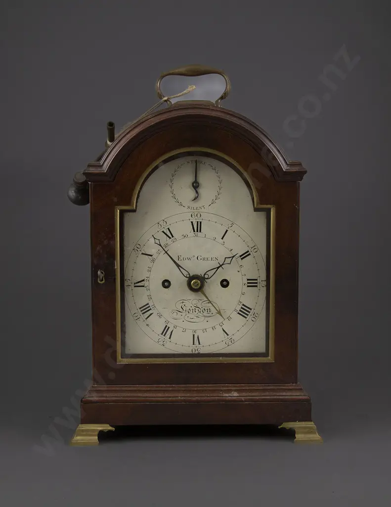 C19th Mahogany Bracket Clock By Edward Green of London Image 1++
