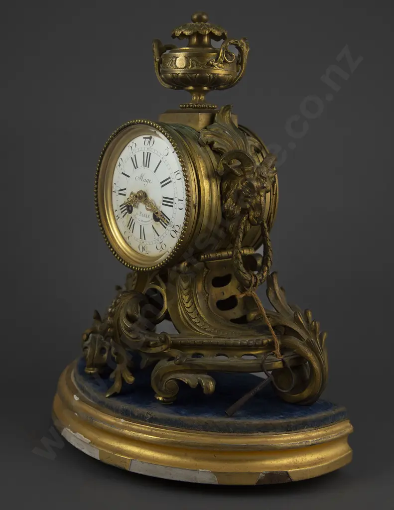 C19th French Gilt Bronze Mantel Clock By Mage Paris Image 1++