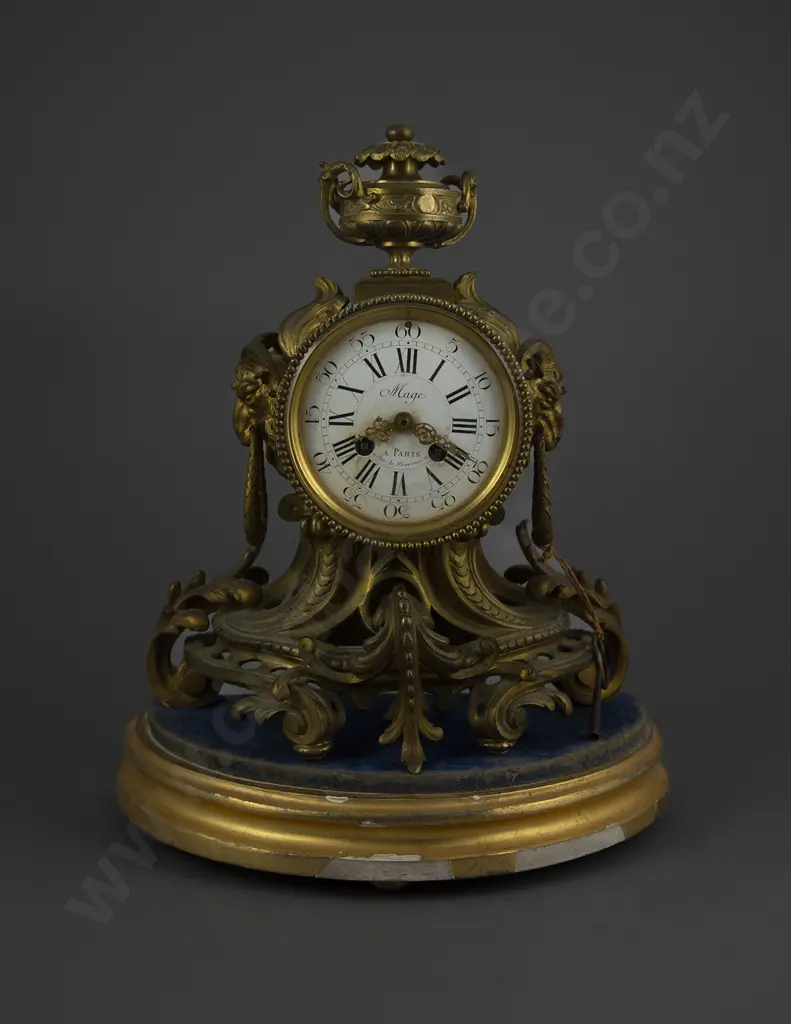 C19th French Gilt Bronze Mantel Clock By Mage Paris Image 1++