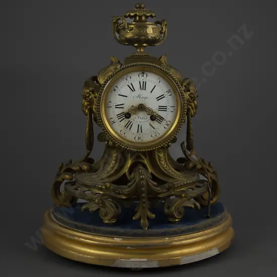C19th French Gilt Bronze Mantel Clock By Mage Paris