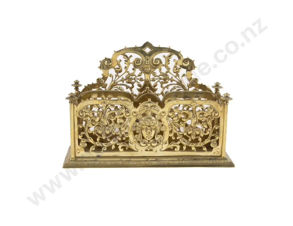 William Tonks & Sons Style Brass Stationary Rack/Desk Tidy Image 1++