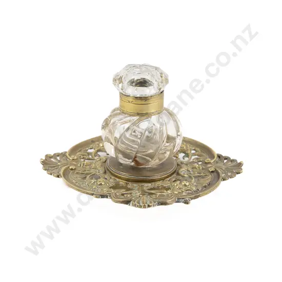 Vict Style Cast Brass Inkwell