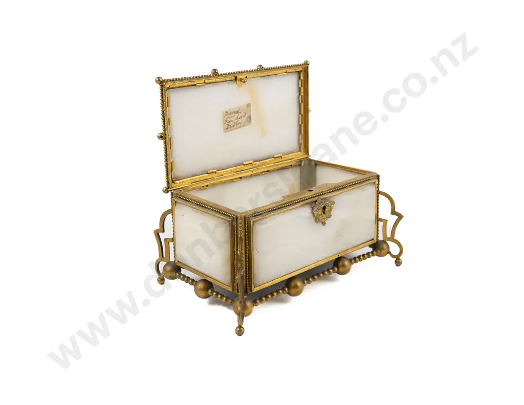 French Gilt Metal & Onyx Jewellery Casket By Boissier Of Paris Image 1++