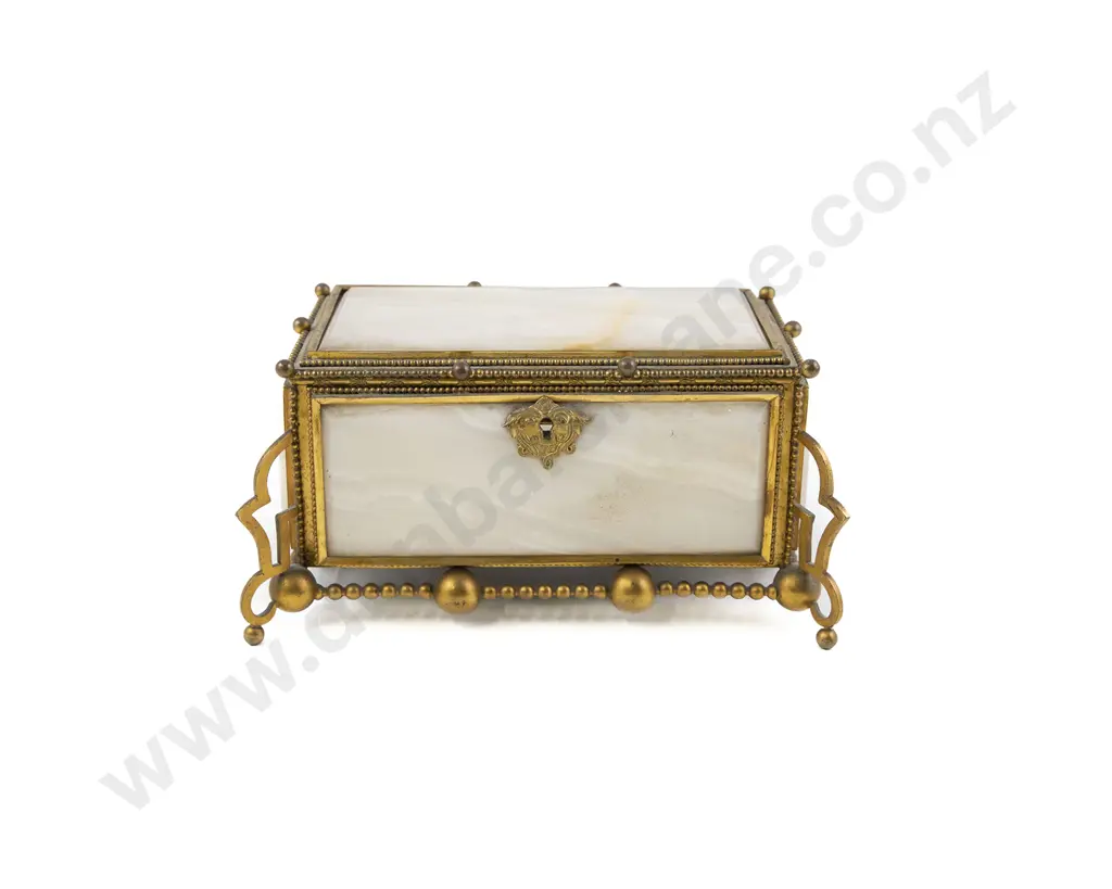 French Gilt Metal & Onyx Jewellery Casket By Boissier Of Paris Image 1++