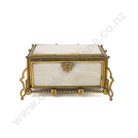 French Gilt Metal & Onyx Jewellery Casket By Boissier Of Paris