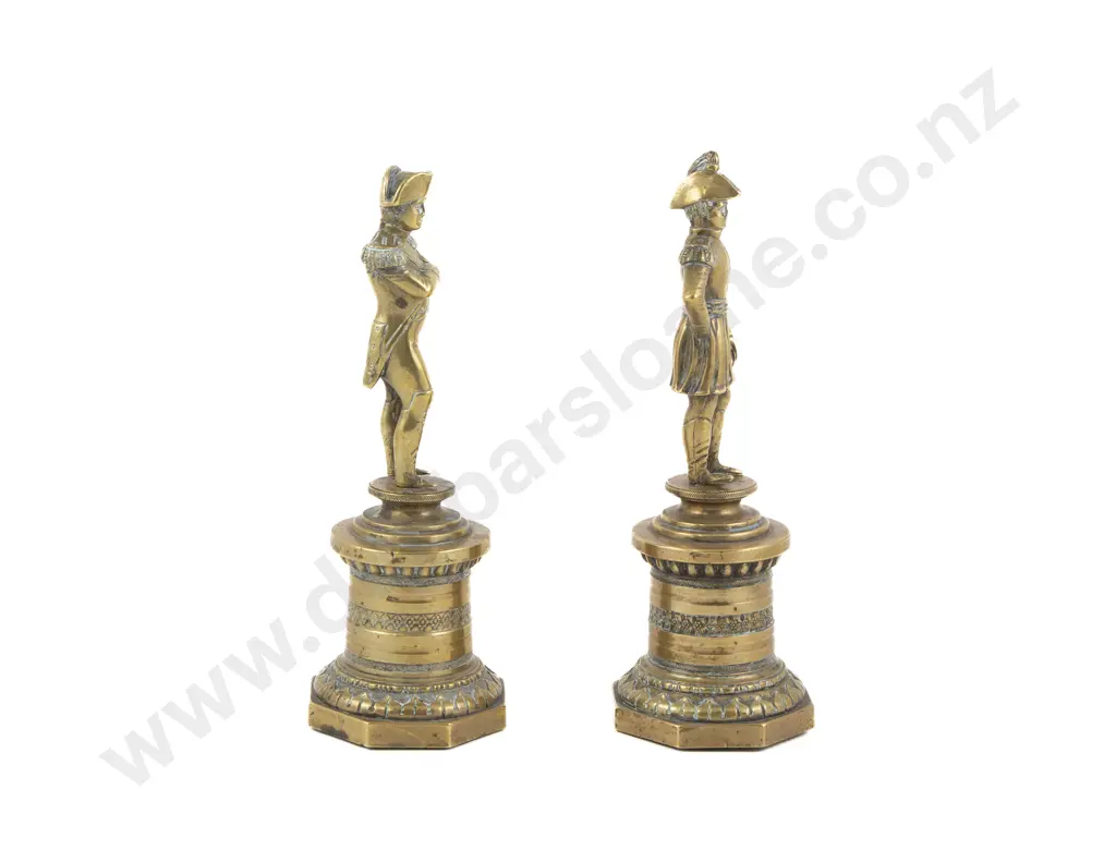 Pair Of Antique Cast Brass Figures Of Napoleon & The Duke Of Wellington Image 1++