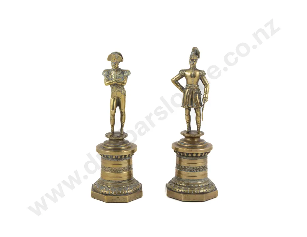 Pair Of Antique Cast Brass Figures Of Napoleon & The Duke Of Wellington Image 1++