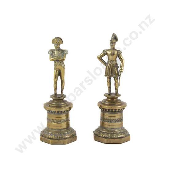 Pair Of Antique Cast Brass Figures Of Napoleon & The Duke Of Wellington