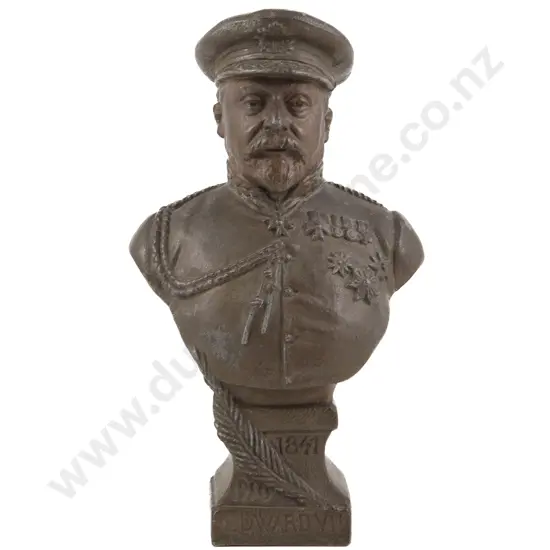 A Small Patinated Spelter Commemorative Bust Of Edward VII