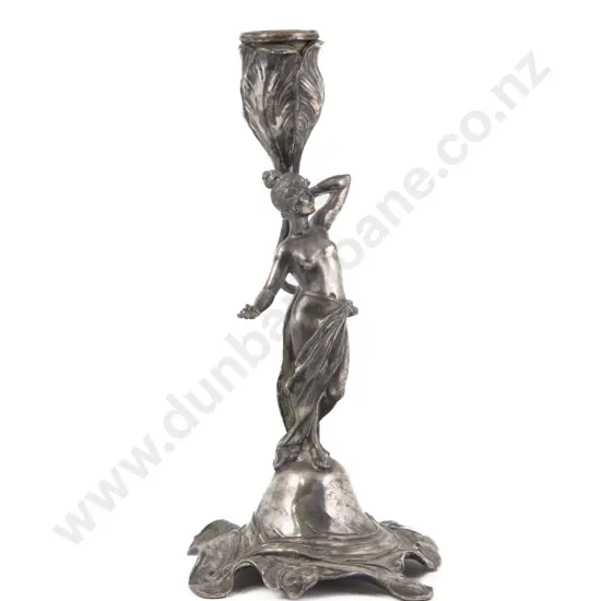 WMF Art Nouveau S/Plate Figural Candle Holder