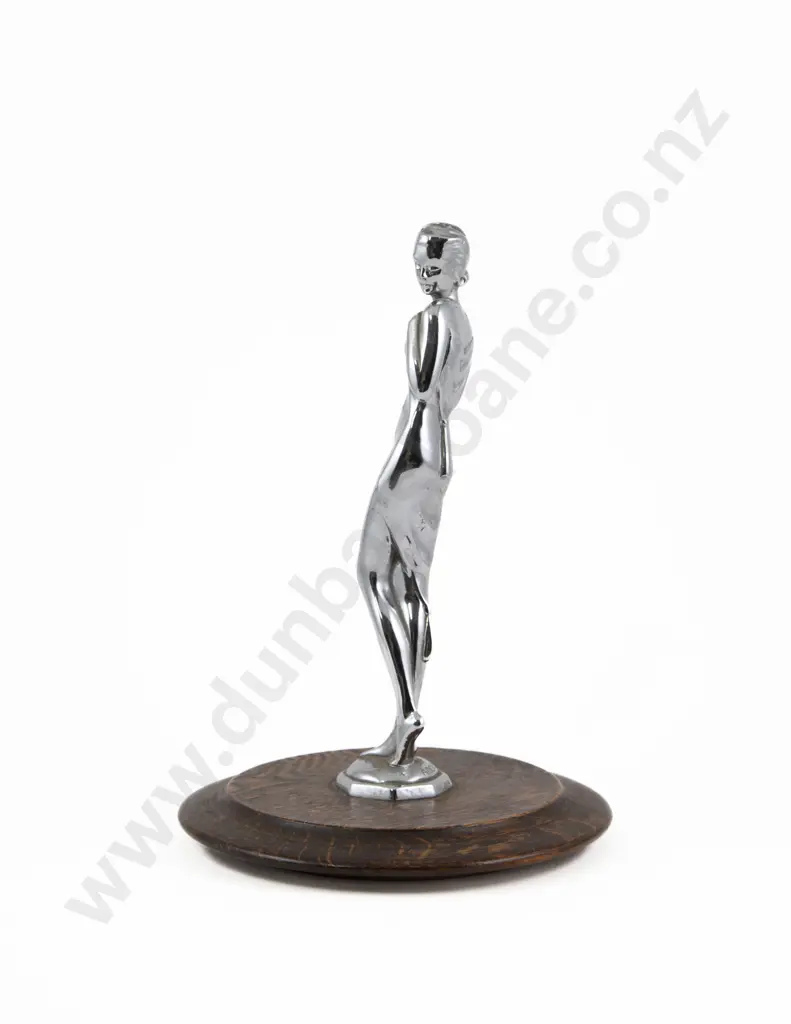 Austrian Art Deco Chrome Plated Figure "Shy Maiden" By Joseph Adolph Image 1++