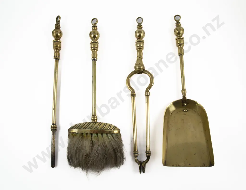 Set Of Four Brass Fire Irons Image 1++