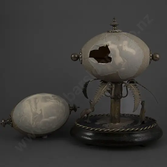 Small Australian S/Plate & Emu Egg Desk Stand