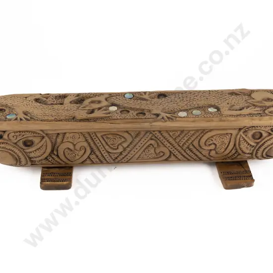 Rare Jane Brenkley Folk Art Carved & Painted Wakahuia (Treasure Box)