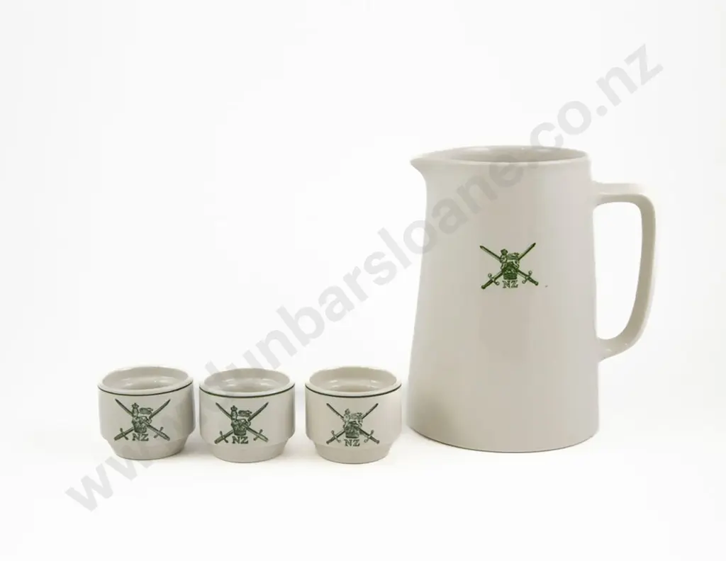 Crown Lynn NZ Army Jug & Three Egg Cups Image 1++